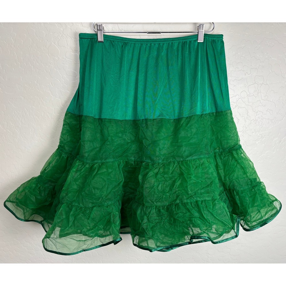 Malco Modes Kelly Green Petticoat Tiered Crinoline Underskirt LXL NEW 2498